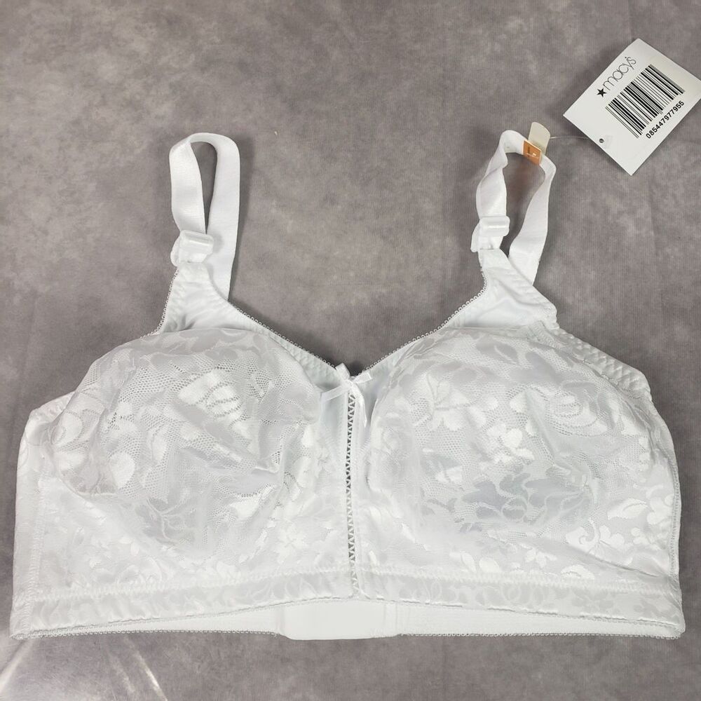 Bali Bra 38DD White Double Support Spa Closure Wireless Lace Floral 3372